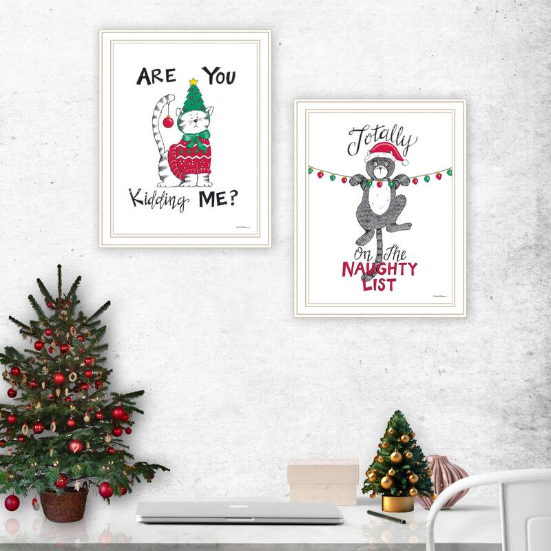 2-Piece Framed Wall Art Set - Humorous "Are You Kidding ME?", White Frame