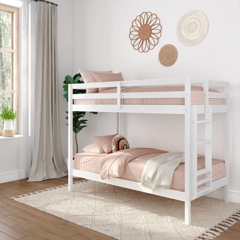 Now Furniture Bunk Bed for Kids, Twin over Twin - Textured White