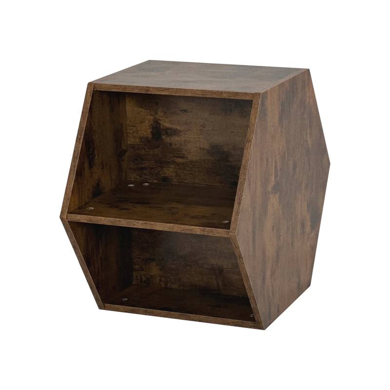 2-Pieces Hexagonal Coffee Table Side Table Nightstand