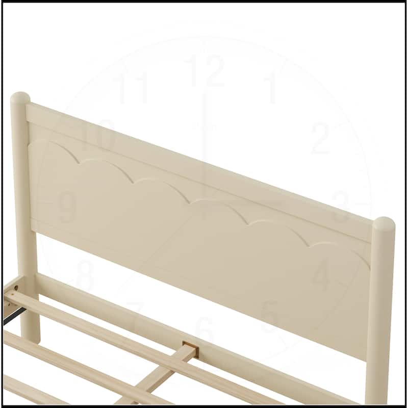 Wood Platform Bed Frame with Headboard and Wooden Slat Support
