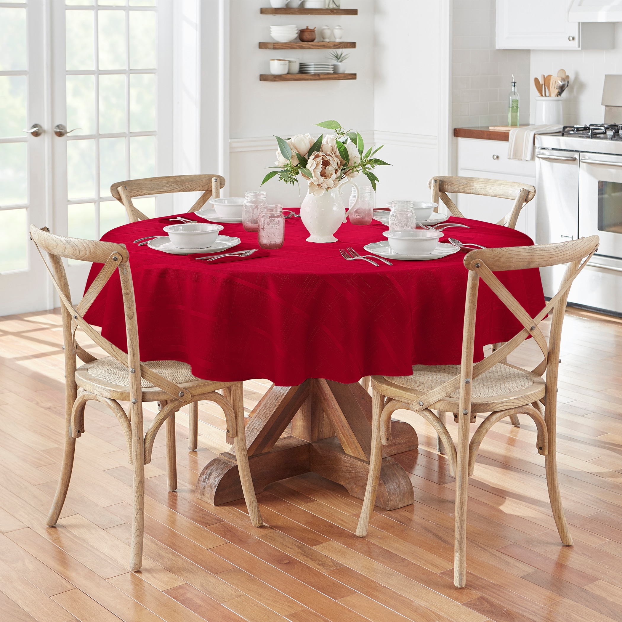 Beige & Cream Plaid Plastic Tablecloth: Party at Lewis Elegant