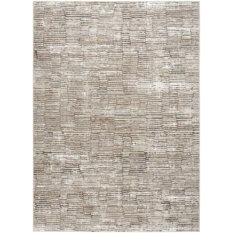 Power Loomed Abstract Modern Non Skid Stain Resistant Area Rug - 87' X '63' X '0.5
