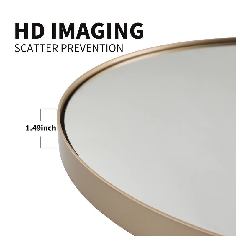 MacLuu Luxury Gold Round Metal Wall Mirror 24" x 24" Bed Bath