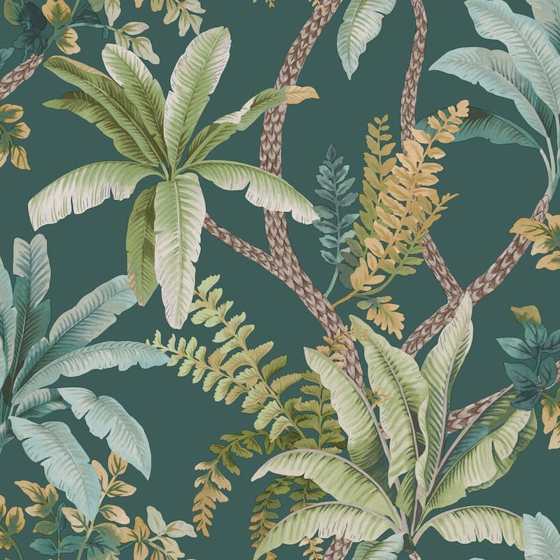 Trailing Palm Non-Pasted Wallpaper – 396in. x 21in. – Covers 56 square feet - Teal