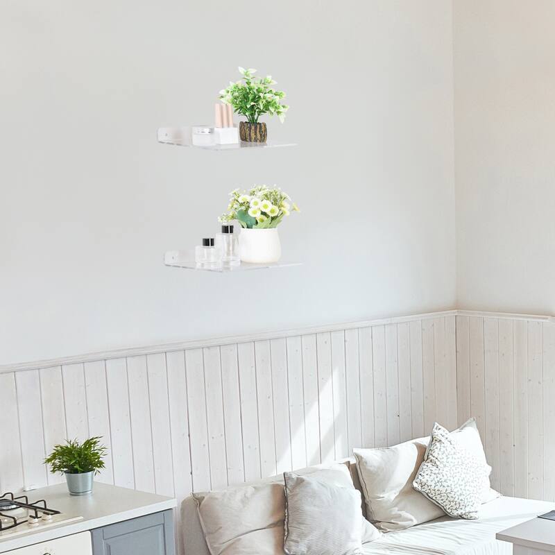 Clear Acrylic Shelves for Bathroom Bedroom Living Room and Kitchen Room Wall Display Shelf, for Wall Clear