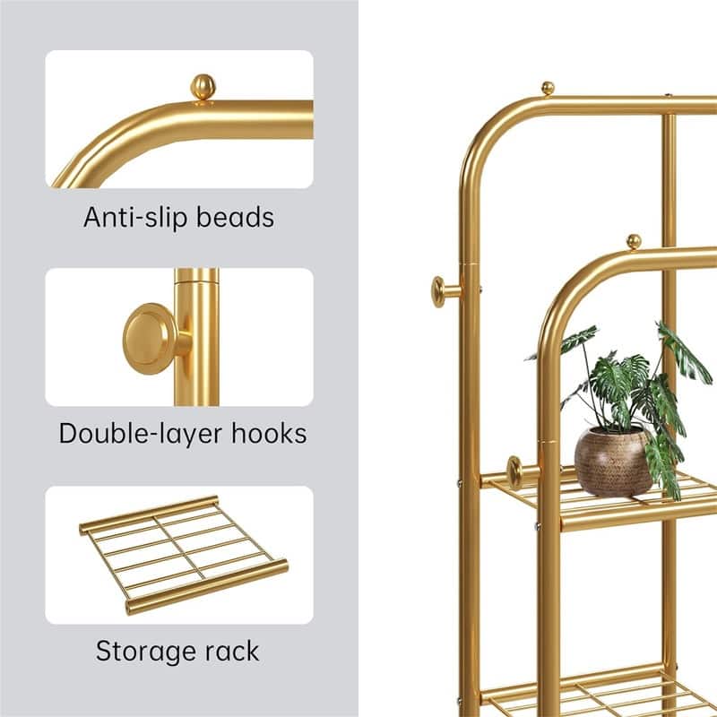 Double Rods Portable Garment Rack for Hanging clothes - 13"D x 49"W x 64.76"H