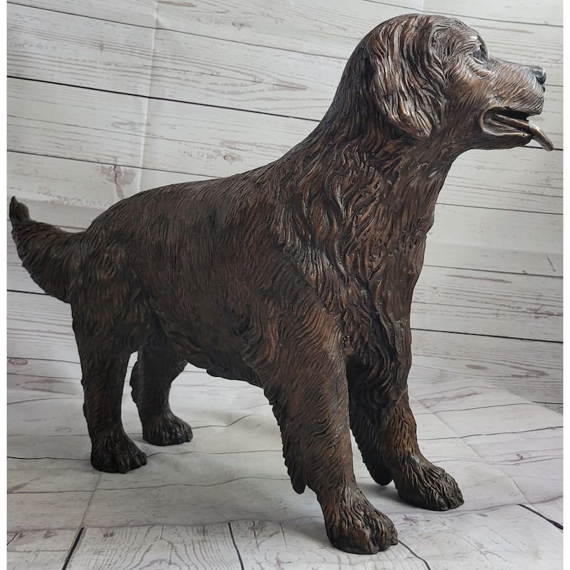 Golden Retriever Puppy Dog Bronze Metal Life Size Statue Sculpture 26 Inches X 17 Inches