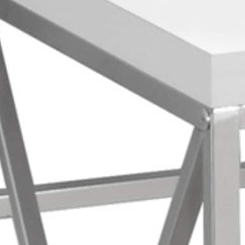 Wood Computer Desk with Silver Metal Base, Veneer Matte Finish