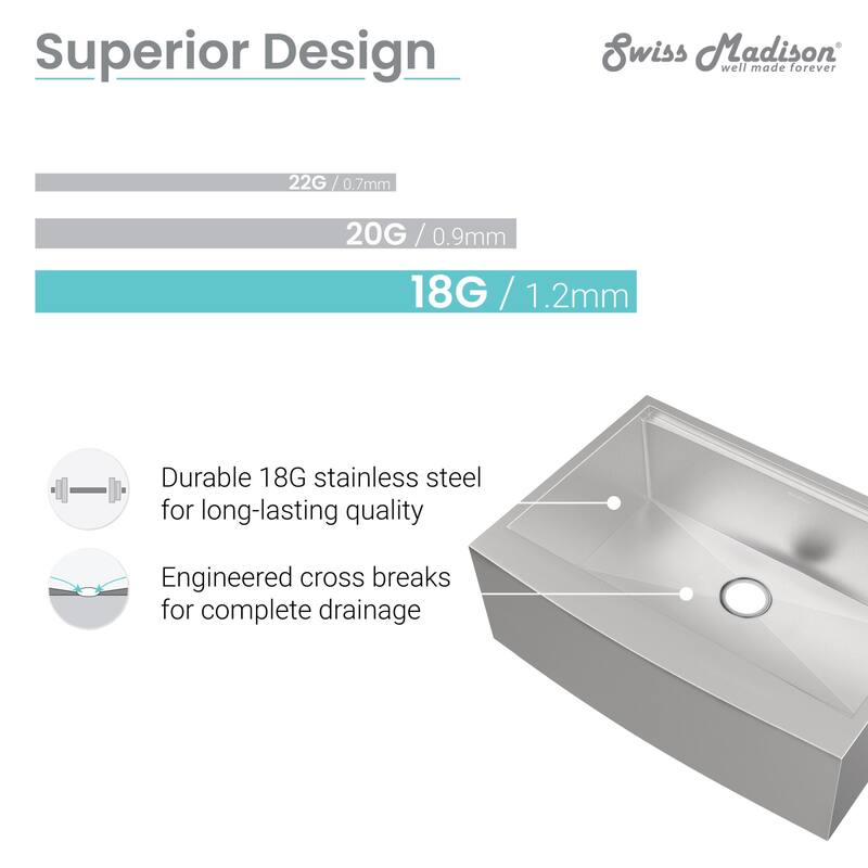Swiss Madison SM-KS779 Rivage 30" Farmhouse Single Basin Stainless