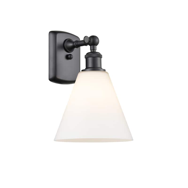 Innovations Lighting 516-1W-11-8 Berkshire Sconce Berkshire 11" Tall - Matte Black / Matte White