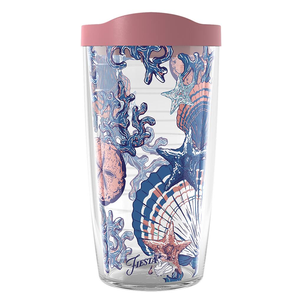 Tervis Fiesta Coral Connection Made in USA Double Walled Insulated Travel Tumbler, Coral - 16oz