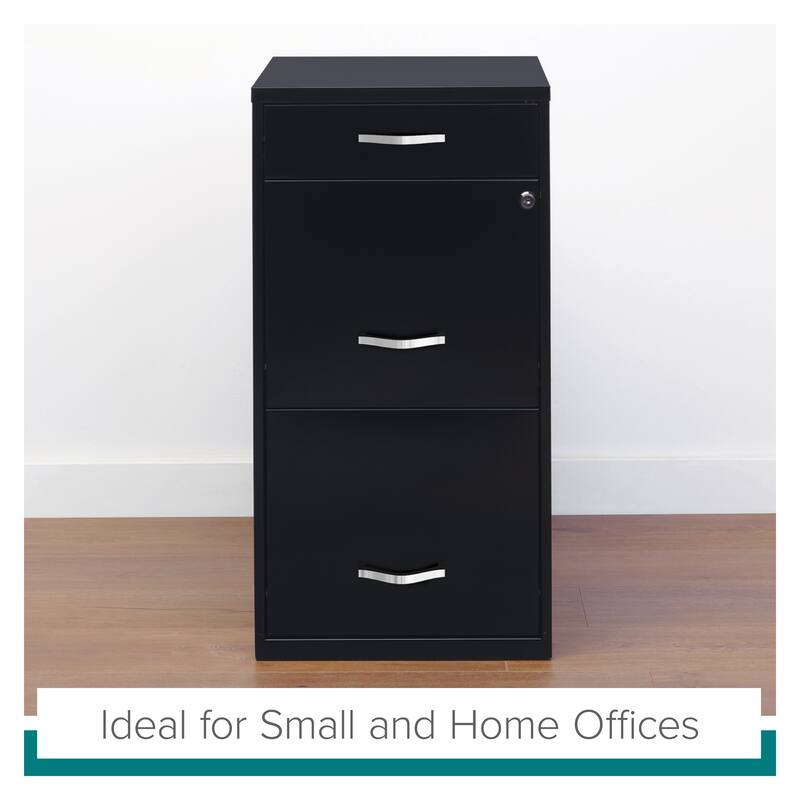 Space Solutions 18" Deep 3 Drawer Metal File Cabinet, Black