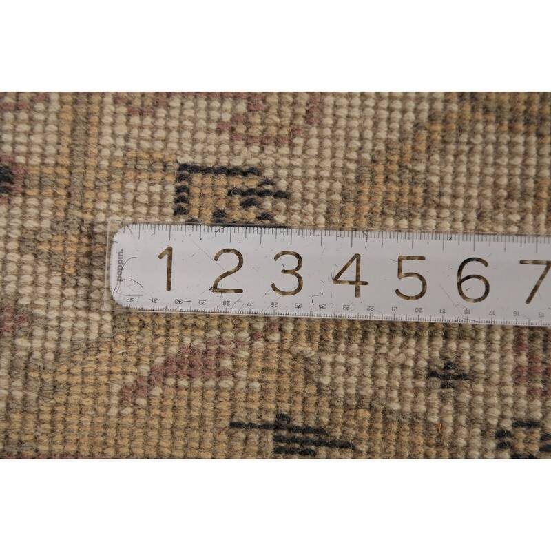 All-Over Ivory Oushak Indian Runner Rug Handmade Wool Carpet - 2'6"x 7'9"
