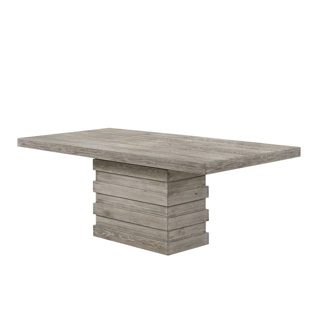 ACME Faustine Dining Table in Salvaged Light Oak Finish