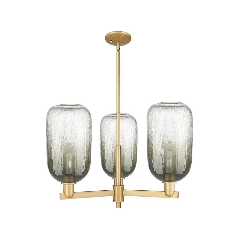 Innovations Lighting Downtown Urban - Brookhaven Cloche - 3 Light 18" Stem Hung Chandelier - Slate/Brushed Brass