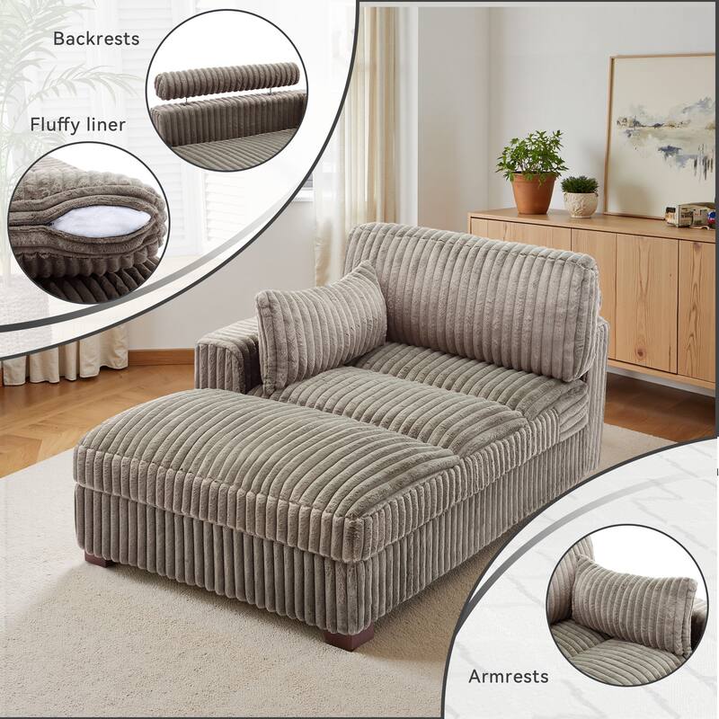 UIXE Upholstered Plush Chaise Lounge Chair For Interior