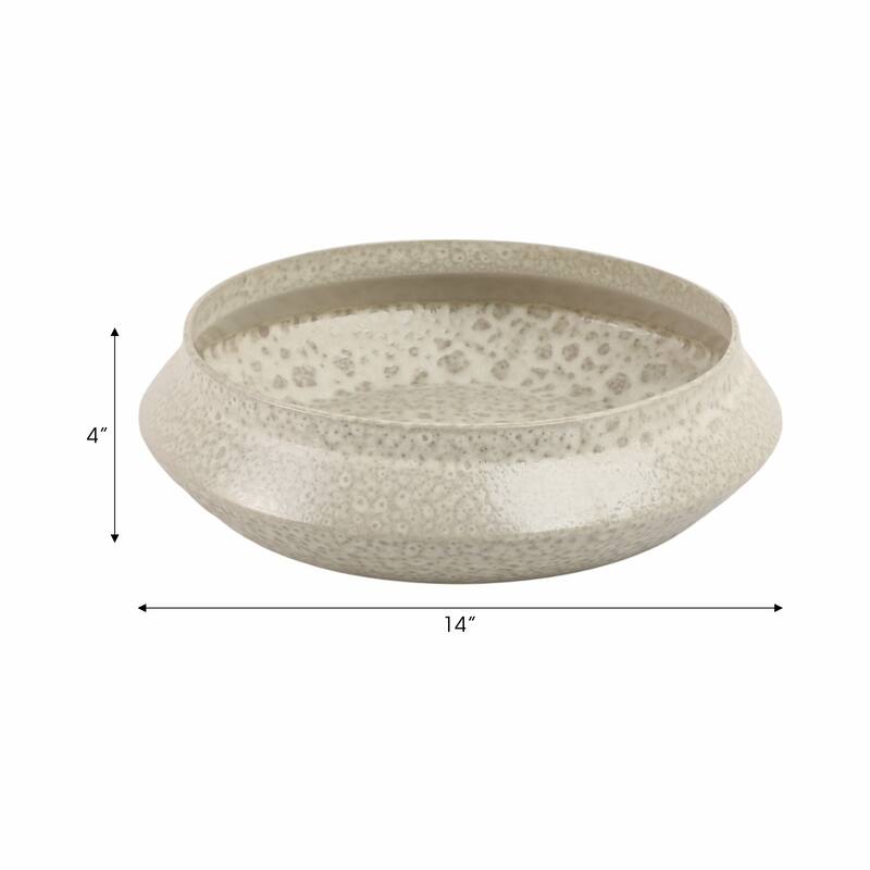 Terracotta Decorative Bowl Modern Speckled Finish Accent - 4" White - 14" x 14" x 3.5"