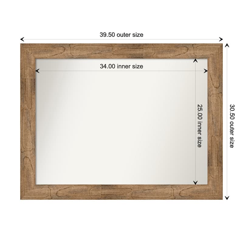 Owl Brown Framed Non-Beveled Custom Wall Mirror, Bathroom Vanity Mirror - Outer Size: 39.5 x 30.5