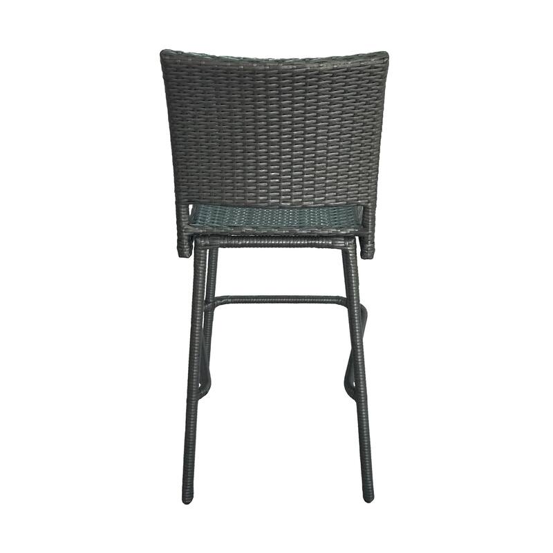 Roomfitters Outdoor PE Rattan Bar Stool Set of 2, 29'' Armless Counter Chairs with Backrest and Footrest
