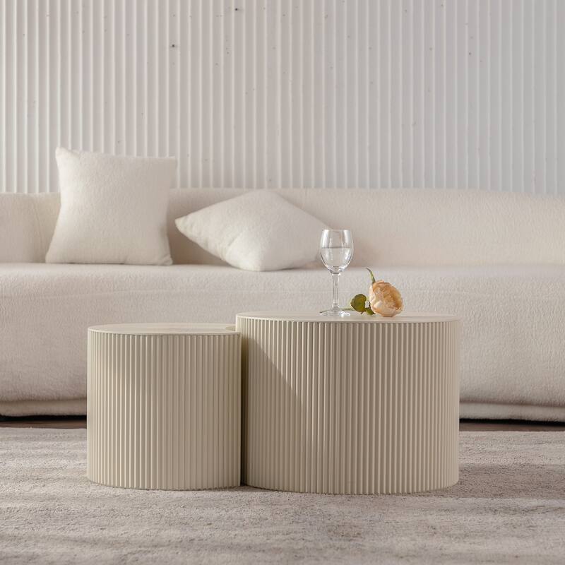 Round Wood Coffee Table for Living Room