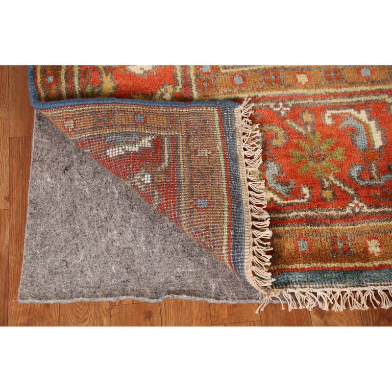 Floral Medallion Heriz Serapi Indian Area Rug Hand-Knotted Wool Carpet - 8'5" x 11'11"