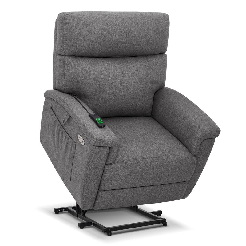 MCombo Power Recliner Lift Chair with Massage, Dual Heating and Adjustable Headrest for Big Elderly People, Fabric R7605