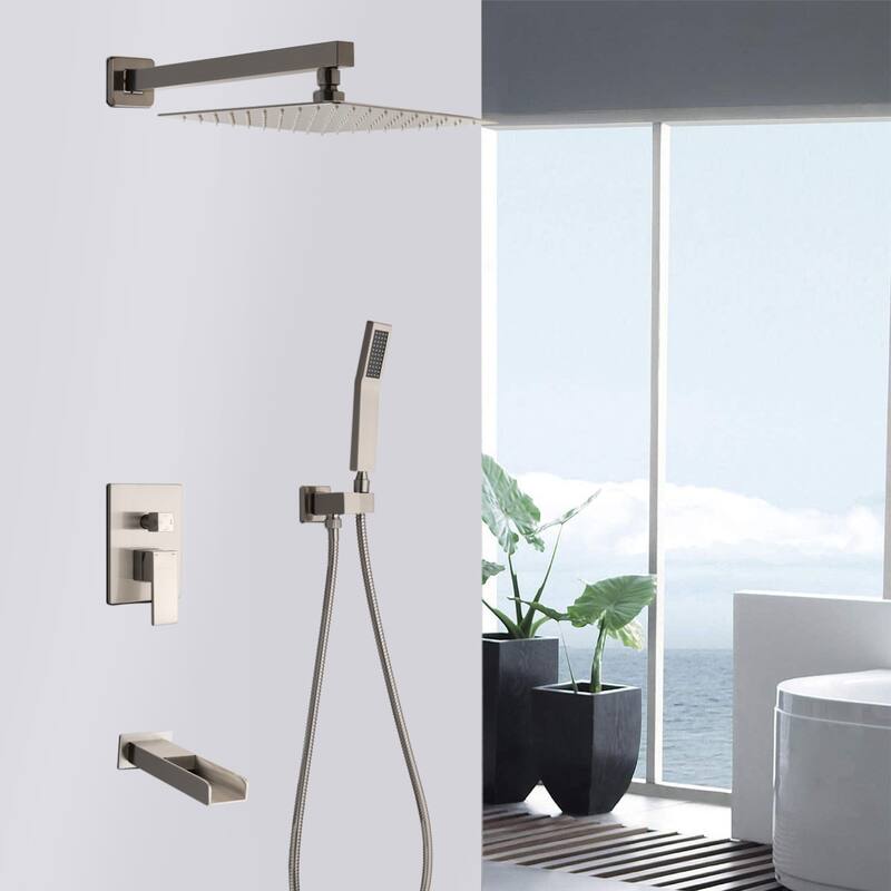 YASINU 3 Function Wall Mounted Handheld Shower Tub Faucet Trim Kit With Rough-in Valve