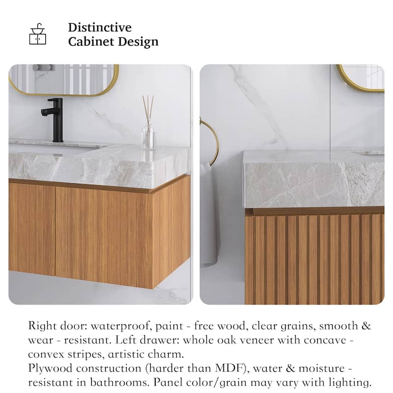 48" Wall-Mounted Bathroom Vanity with Ceramic Sink - 47.64'' x 18.9'' x 17.72''