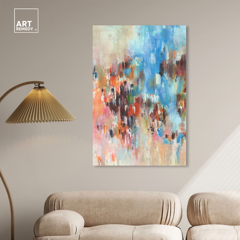 Art Remedy Lovely Feeling Gallery Wrapped Blue Abstract 1 Piece Canvas Wall Art