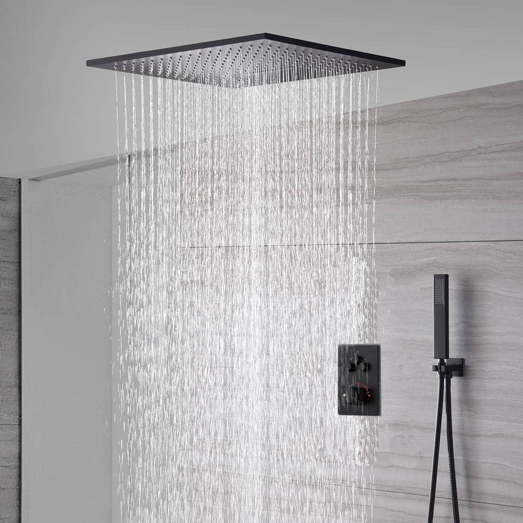 24inch ceiling mount rainfall waterfall shower systems 3 way thermostatic shower faucet - 7'6" x 10'9"
