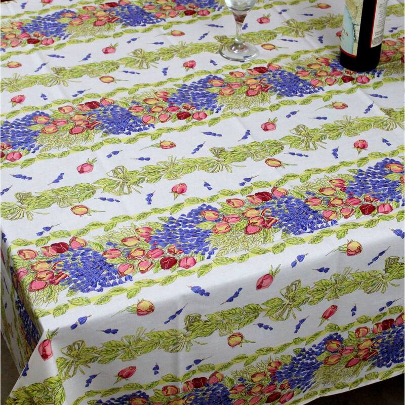 Wipeable Spill Resistant French Cotton Lavender Tablecloth - 61 x 78 inches