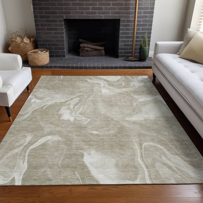 Premium Washable Super Soft Abstract Mayfield Rug - Taupe - 10' x 14' - Rectangle