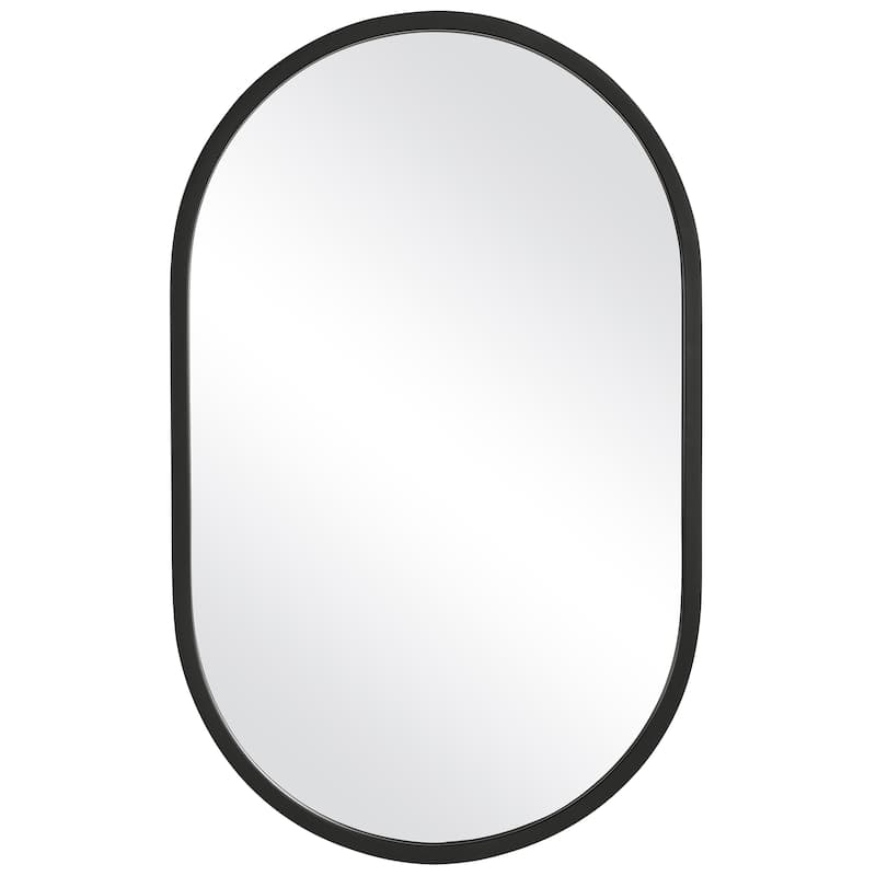 Copper Grove Elongated Oval Matte Black Wall Mirror - Matte Black