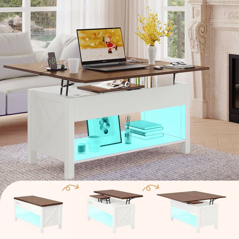 Meyreso 42" Lift Top Coffee Table, 4 in 1 Coffee Tables with Storage Cabinet for Living Room