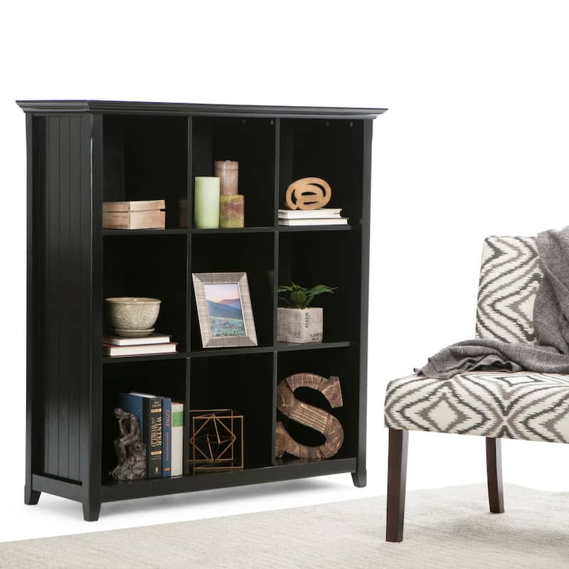 WYNDENHALL Normandy SOLID WOOD 48x44 inch Transitional 9 Cube Bookcase and Storage Unit - 44 Inches wide - Black