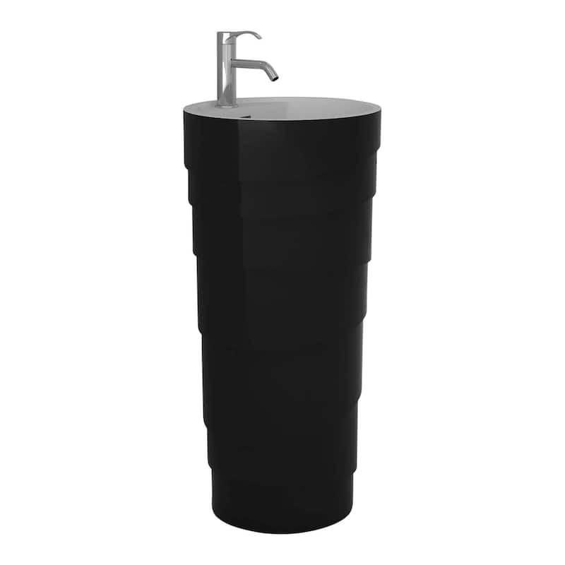Fine Fixtures Rockview Black Pedestal Sink - Black Matte