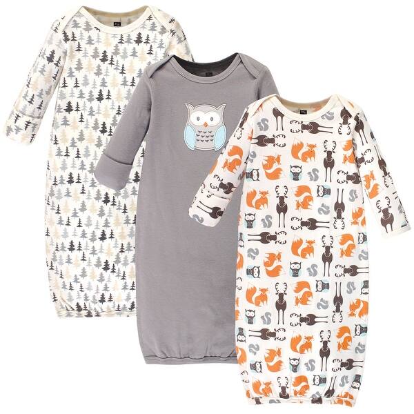slide 1 of 1, Hudson Baby Infant Unisex Cotton Gowns, Unisex Owl, Preemie/Newborn - Unisex Owl Preemie-Newborn - Unisex Owl