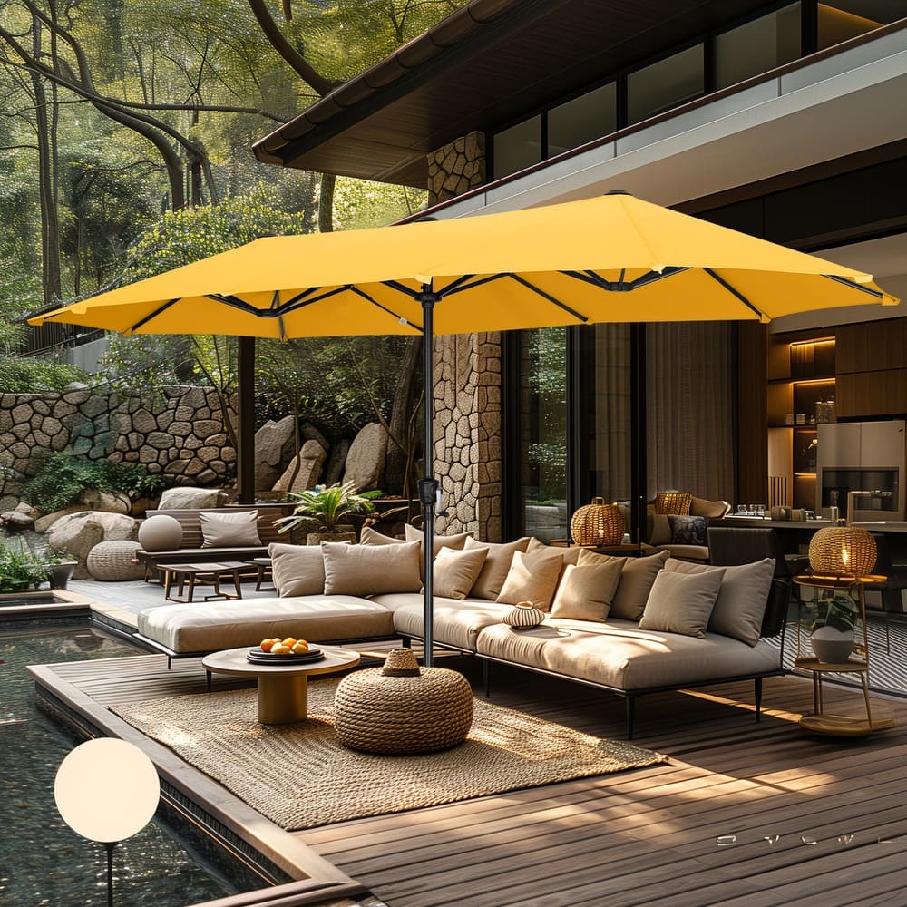 MAISON ARTS 13ft Double -Sided Patio Umbrella Extra Large with Crank