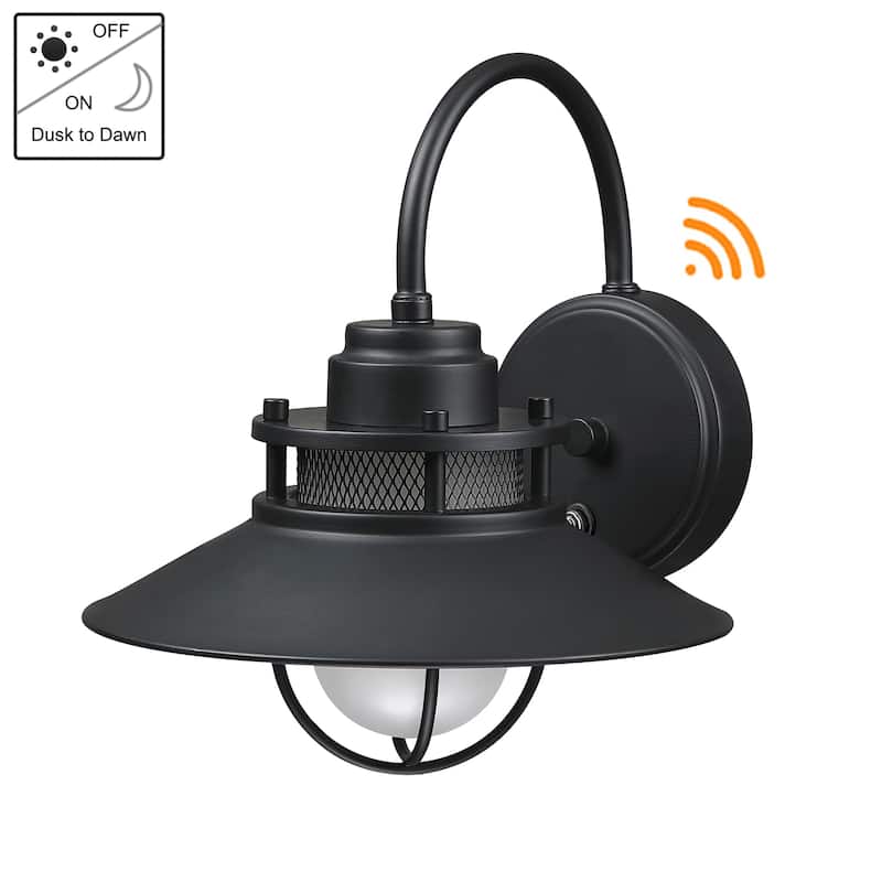 1-Light 11 inches H Matte Black Outdoor Wall Lantern Sconce