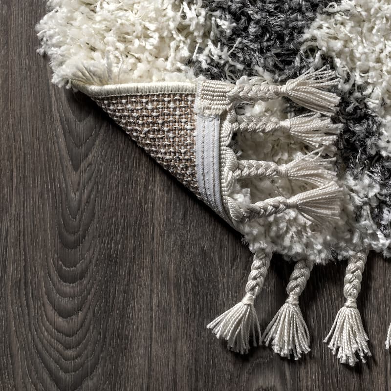 JONATHAN Y Modern Shag Plush Tassel Moroccan Geometric Trellis Area Rug