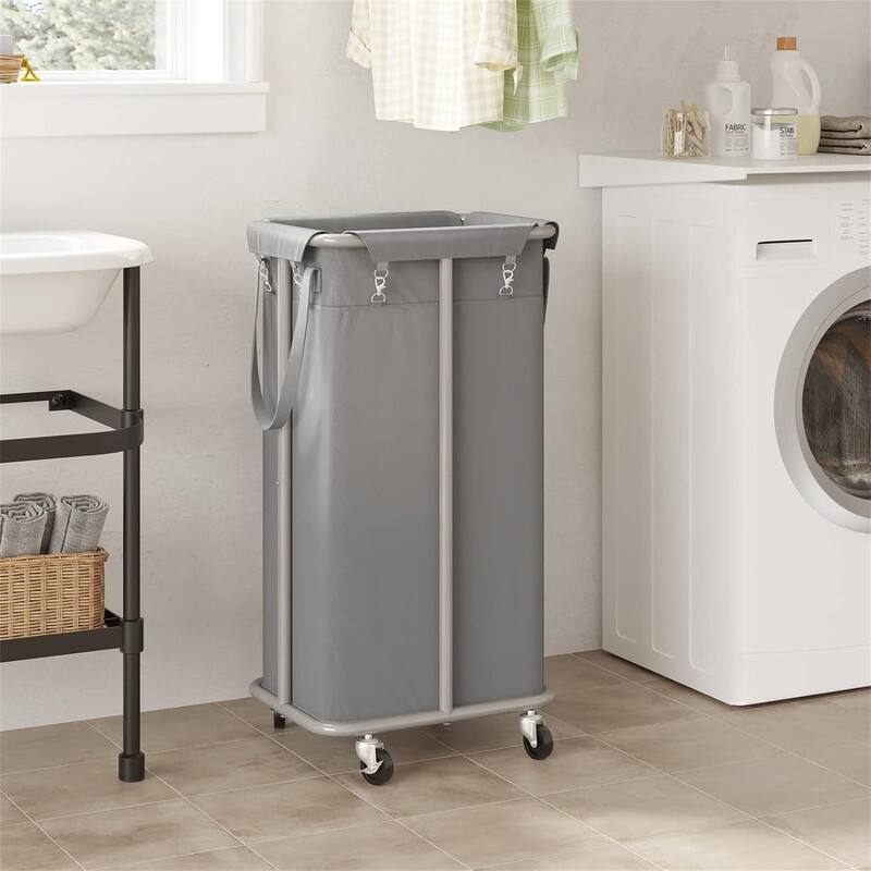 100L Rolling Laundry Hamper with Wheels - 16.5"L x 12.6"W x 31.9"H - Grey
