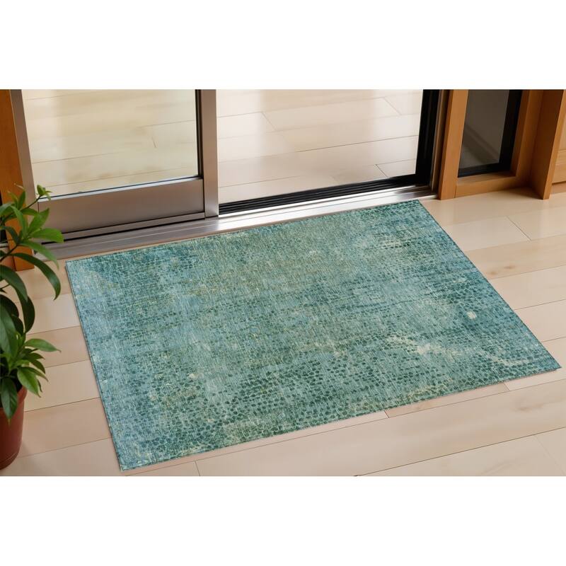 HomeRoots Abstract Transitional Rectangle Outdoor Rug - 3' x 5'
