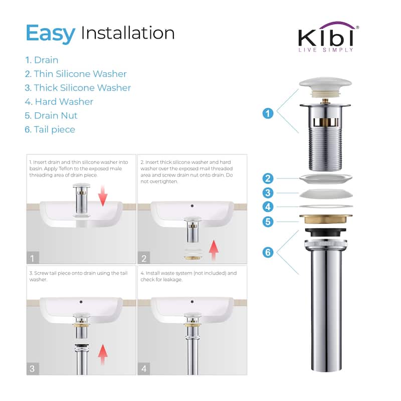 Pop Up Drain Stopper for Bathroom with Overflow