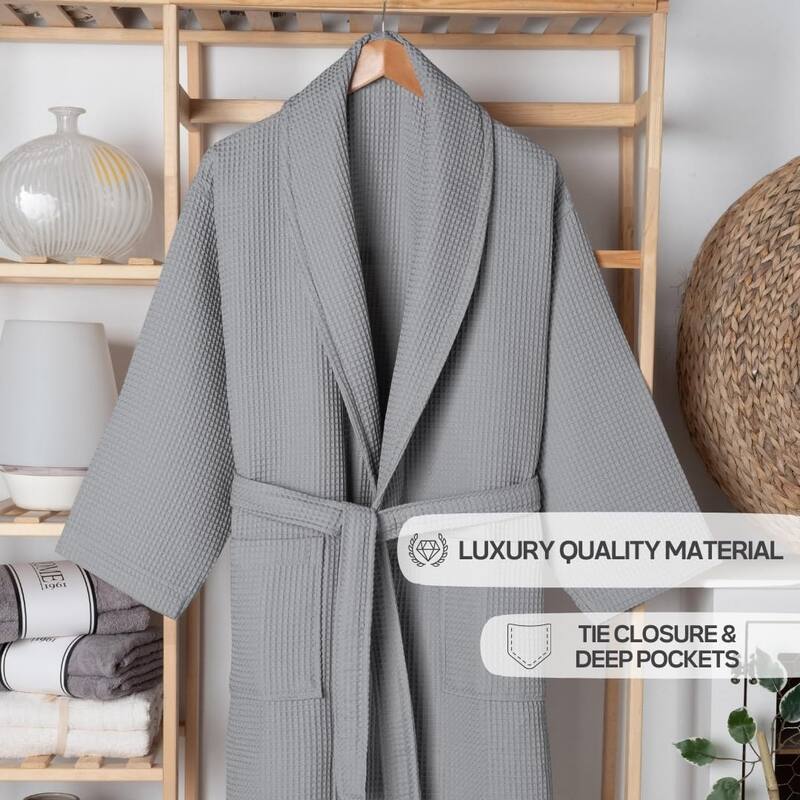 Salbakos Home1961 Lightweight Cotton Waffle Robe – Unisex Spa Bathrobe