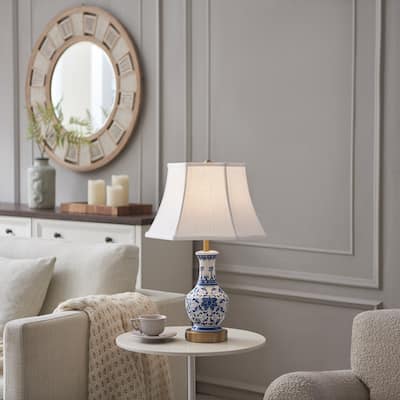 Ceramic Dimmable Chinoiserie Table Lamp Set With USB Ports & Type C - Set of 2