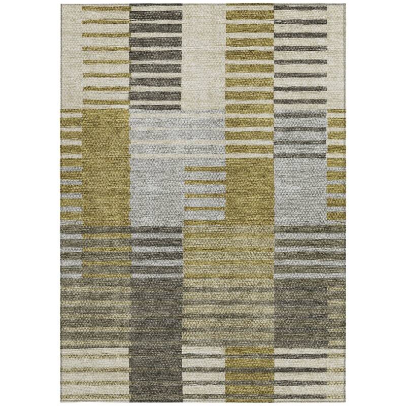 HomeRoots Striped Transitional Rectangle Outdoor Rug
