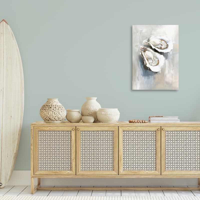 Stupell Two Oysters Seashell Mirage Canvas Wall Art Design By Ramona Murdock