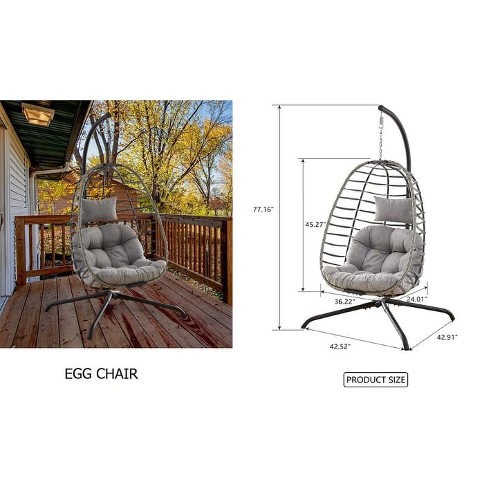Wicker Outdoor Hanging Egg Swing Chair with Cushion