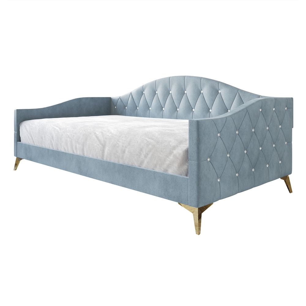 CraftPorch Elegant Crystal Button-Tufted Twin Size Upholstered Daybed