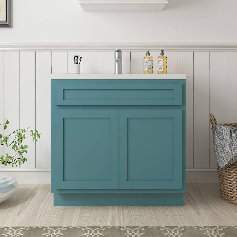 Vanity Art 39 Inch Single Sink Bathroom Vanity Cabinet - Sea Green